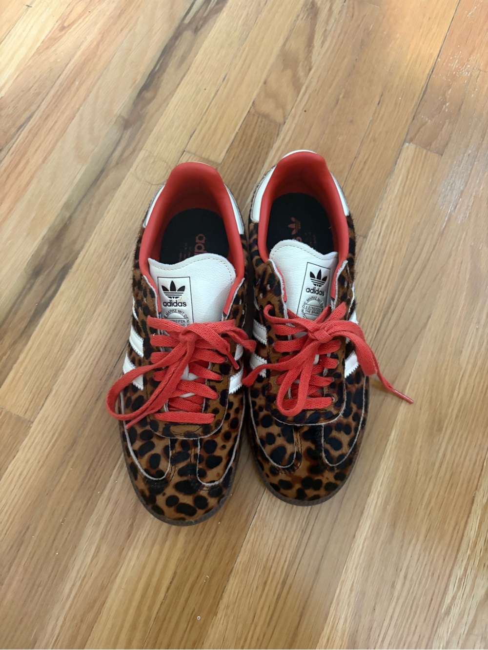 Adidas Leopard Print Sneakers with Red / orange Accents